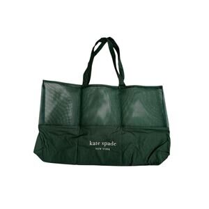 New Kate Spade Green Mesh & Canvas Tote Bag 24" x 14" x 5" Large Shopping Tote